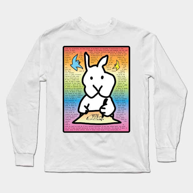 The Doodler's Manifesto funny bunny with message about life and drawing Long Sleeve T-Shirt by davidscohen